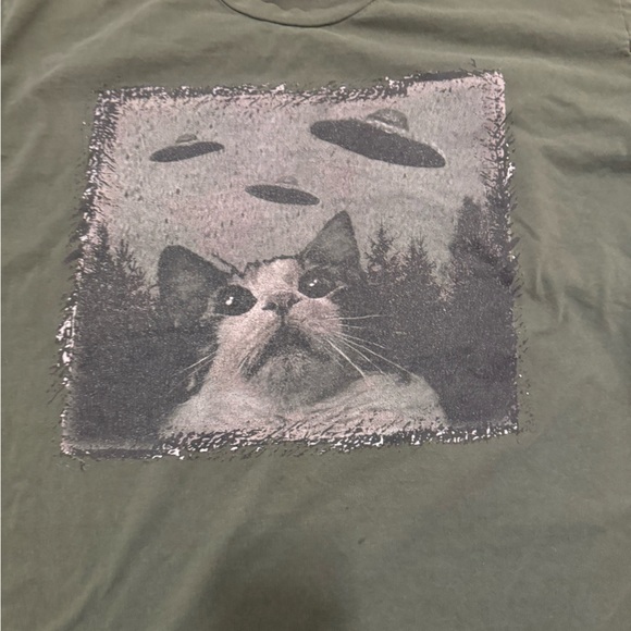 Outer space UFO Cat Gag Gift Graphic T-Shirt 2XL - Picture 2 of 4